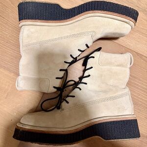 rag & bone Cream Lace Up Platform Boots